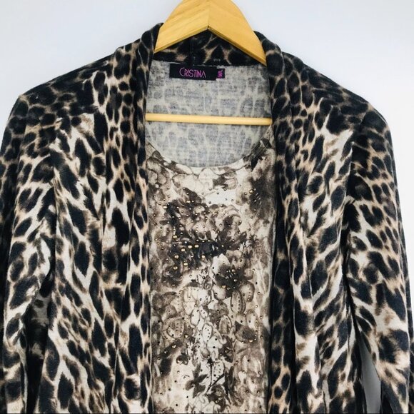 Cristina Women's Leopard Animal Print Sweater Cardigan Women Size M/L - Picture 6 of 14
